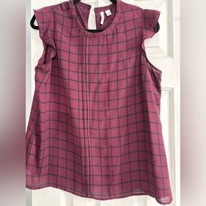 Elle Burgundy Plaid Top